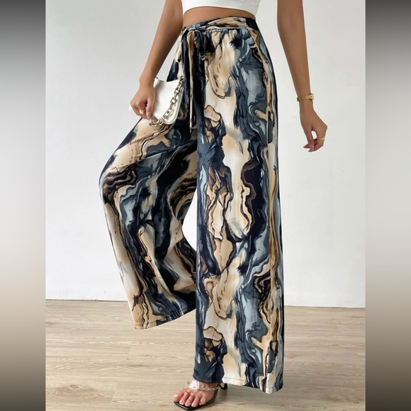 Boho marble print wide leg pants - Picture 4 of 6